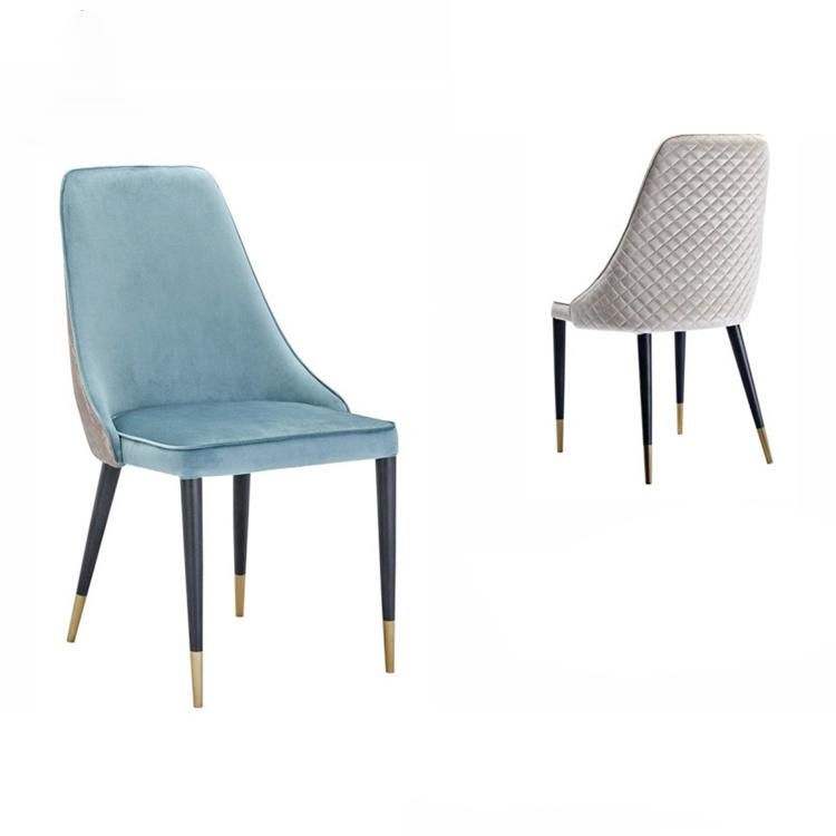 Modern Restaurant Home Cafe Upholsteried Fabric Velvet Dining Chair with Gold Legs