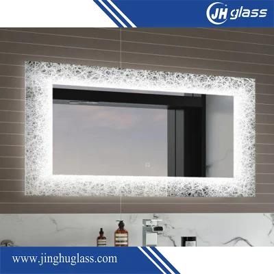 Bathroom Silk Screen LED Illuminated Mirror with Touch Sensor