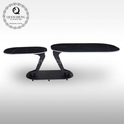 Multifunction Smart Black Stone Top Metal Coffee Tea Table