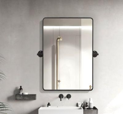 Bathroom Mirror 18 X 28 Inch Matte Black Metal Frame Oval Mirror for Bathroom Tilting Vanity Wall Mirror