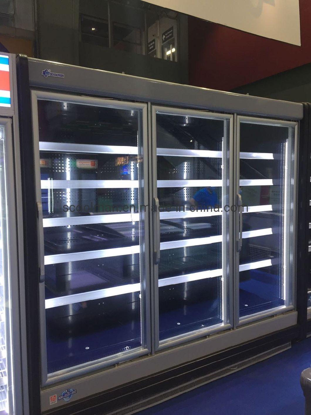 Commercial Supermarket Vertical Beverage Cooler Cold Drink Fridge Double Glass Door Showcase Display Refrigerator