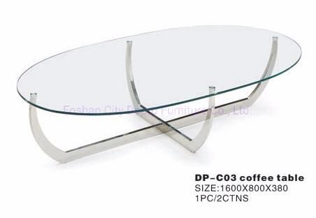 Minimalism Simple Modern Europe Style Clear Glass Oval Coffee Table