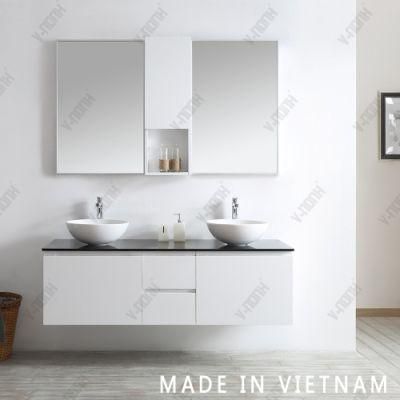 60inch White Glass Sink Wholesale Wall-Mounted Vietnam Bathroom Vanity