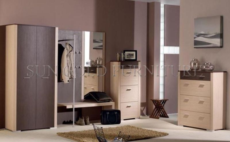 Modern Wholesale Cheap Wooden Bedroom Furniture Two Door Storage Wardrobe (SZ-BF048)