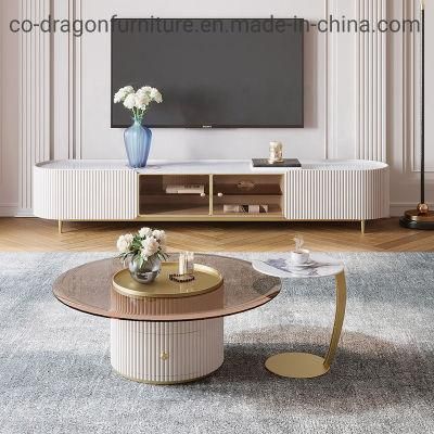 Luxury Round Coffee Table with Glass Top for Livingroom Furniture