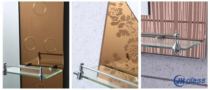 Hot Sale Wall Mounted Decorative Bathroom Glass Shelf Mirror for Home Decoration