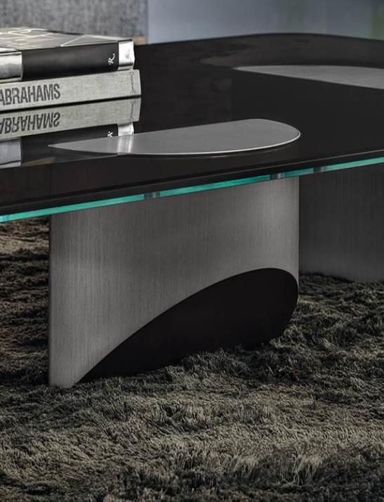 Coffee Table with Tempered Laminated Glass Top and 304 Stainless Steel Plated Titanium Frame