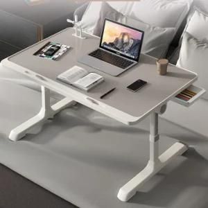 Portable Lazy Lifting Foldable Table with Drawer and Bookshelf Office Study Desk for Working at Home in Bed