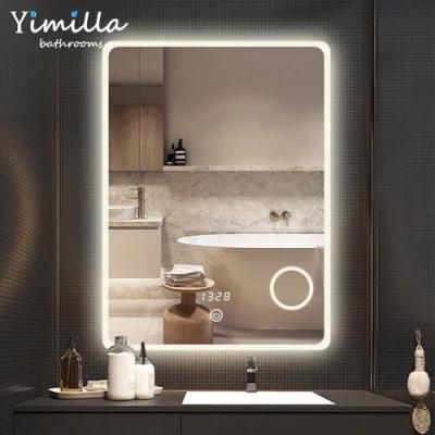 Bathroom Frameless Magnifying Glass Antifog Makeup Mirror with LED Light