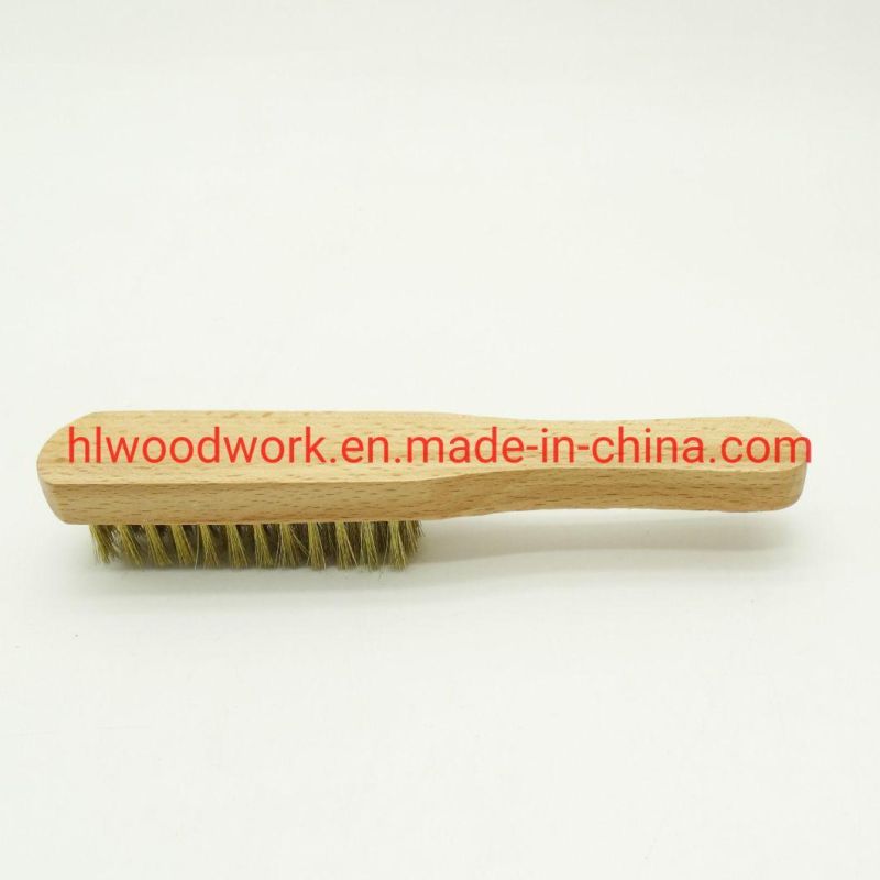 Brass Brush, Soft Brass Bristle Wire Brush, Wire Scratch Brush with Birchwood Handle Raw Wooden Handle Brush Clean Rust Brush 30cm Length Raw Wooden Handle