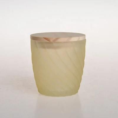 High Quality Home Decorative Tealight Glass Candle Holder Jar with Wooden Lid