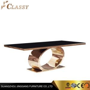 Modern Luxury Rectangle Marble Dining Table with Steel Base