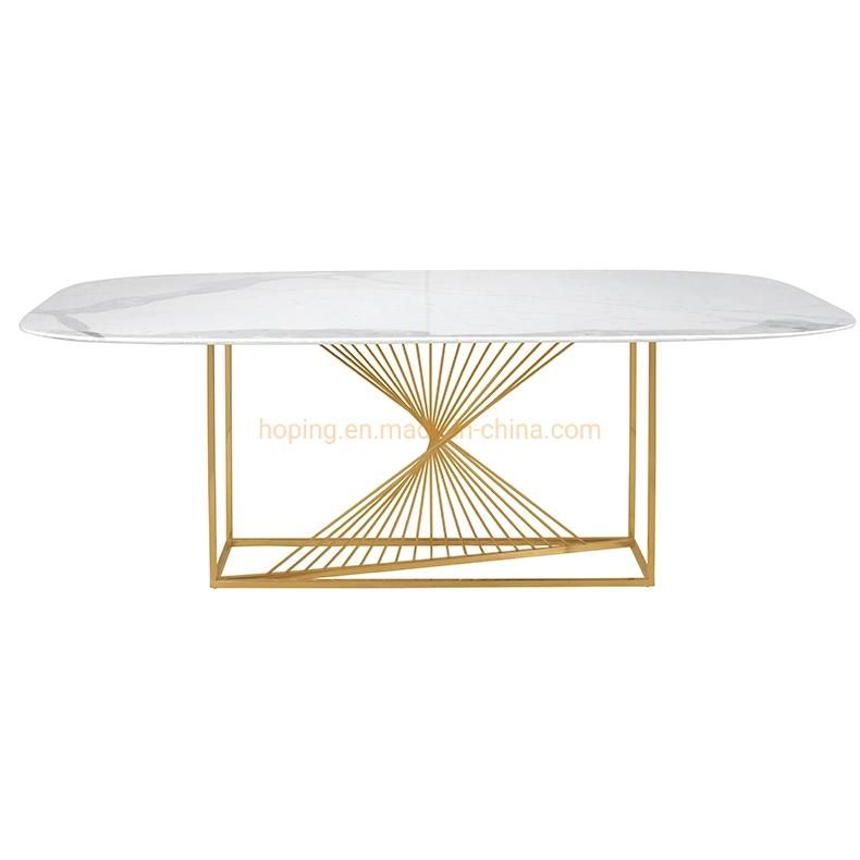 TV High Quality Furniture LED Light Bars Table Console Table Gold Silver Table O Base Rectangle Marble Coffee Table