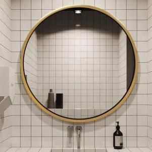 Wholesale Home Decor Round Modern Simple Metallic Material Silver Bathroom Make up Mirror