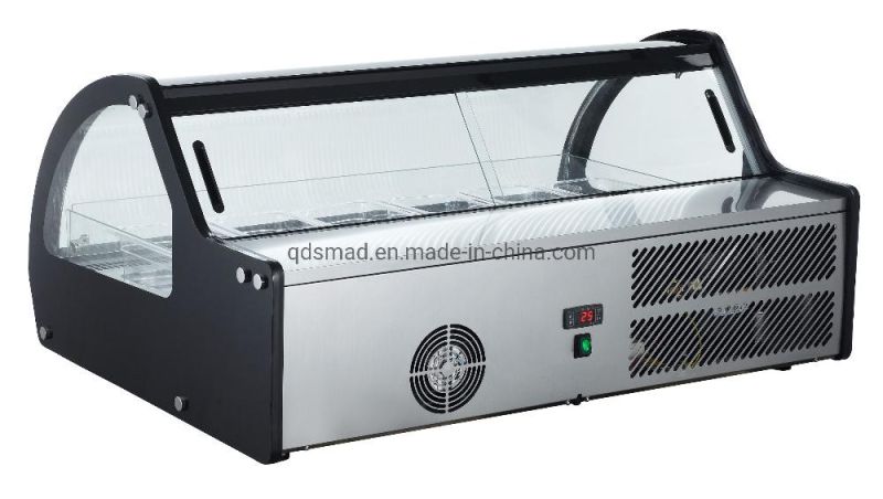 Mobile Counter Glass Display Frozen Food Showcase for Gelato Shop