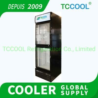 up &amp; Down Double Glass Door Refrigerated Cooler Showcase for Beverage Juice