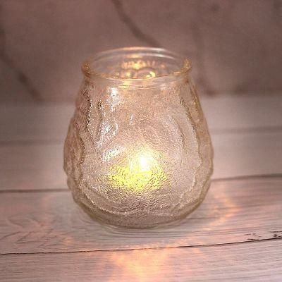 Factory Price 350ml Embossed Philippine Glass Candle Holder