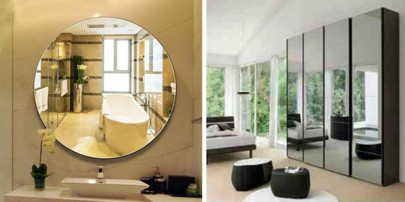 4mm 5mm 6mm Bath Mirror/Shower Room Mirror Clear Mirror /Temperedable Mirror Laminated Mirror Silver Mirror Glass Bevelled Edge Mirror