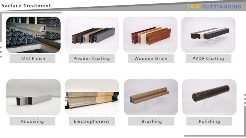 Foshan Manufacturer-Made Aluminium Extrusion for Door and Window Rail Powder Coating