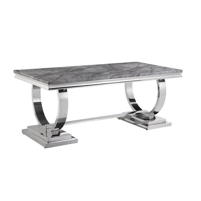 Modern Restaurant Rectangle Metal Legs Coffee Table Home Furniture Stainless Steel Marble Glass Top Coffee Table