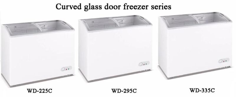 Curved Glass Door Gelato Display Refrigerator Freezer Ice Cream Showcase