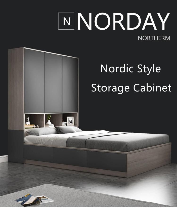 Modern Gray Color Storage Wardrobe Student Kids Size Bedroom Beds