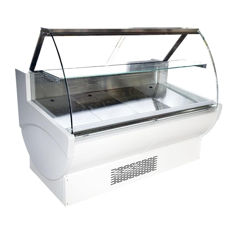 Delicatessen Refrigerated Display Counter with Front Lift-up Curved Glass Door