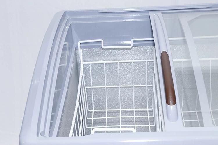 Supermarket Commercial Curved Glass Door Popsicle Display Chest Fridge Showcase Ice Cream Freezer