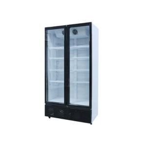 Large Two Glass Doors Commercial Supermarket Refrigerated Showcase
