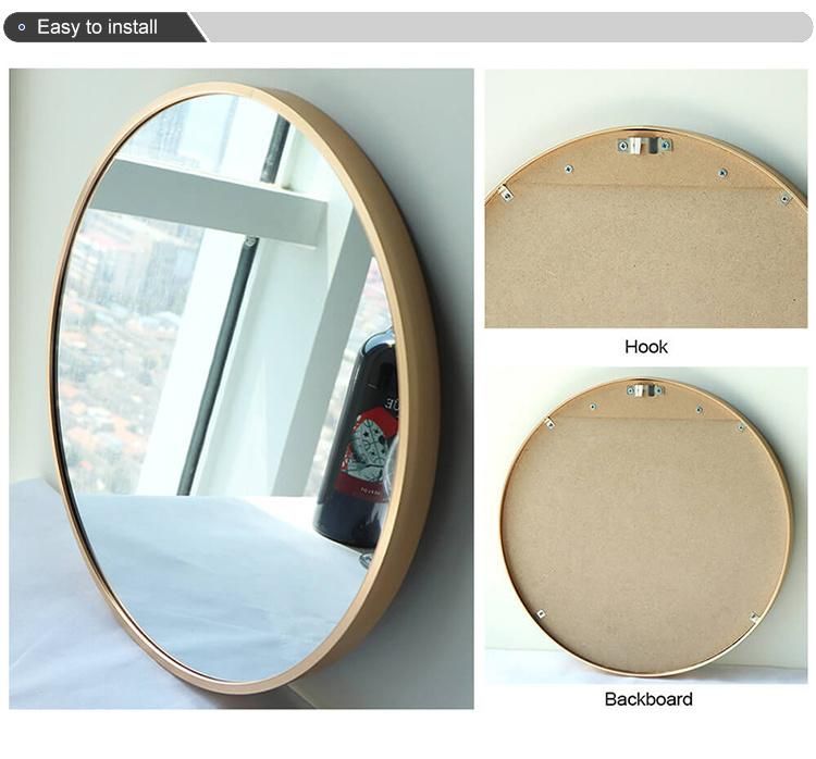 Hotel Decorative Wall Metal Frame Black Golden Bathroom Mirror