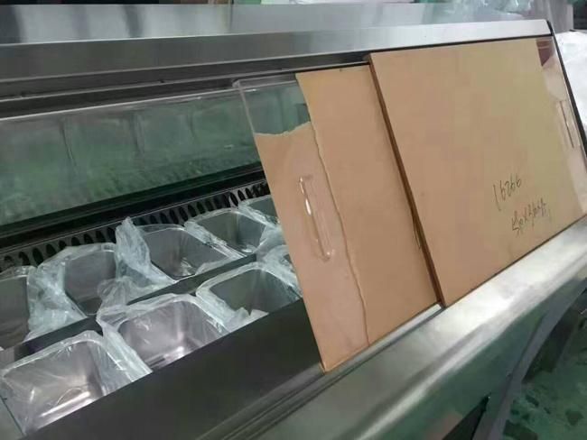 Tempered Curved Glass Ice Cream Refrigerator Counter/Gelato Freezer Showcase