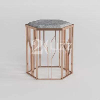 Home European Style Living Room Side Table Furniture Contemporary Modern Metal Marble Coffee Table