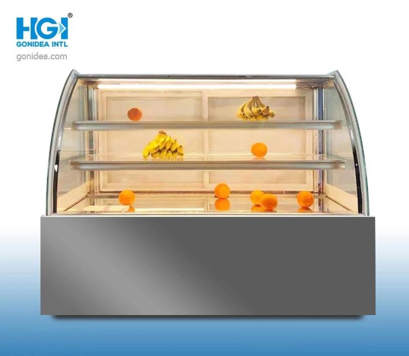 Double Doors Commercial Cake Showcase Glass Cooler Bakery Display Cabinet Showcase