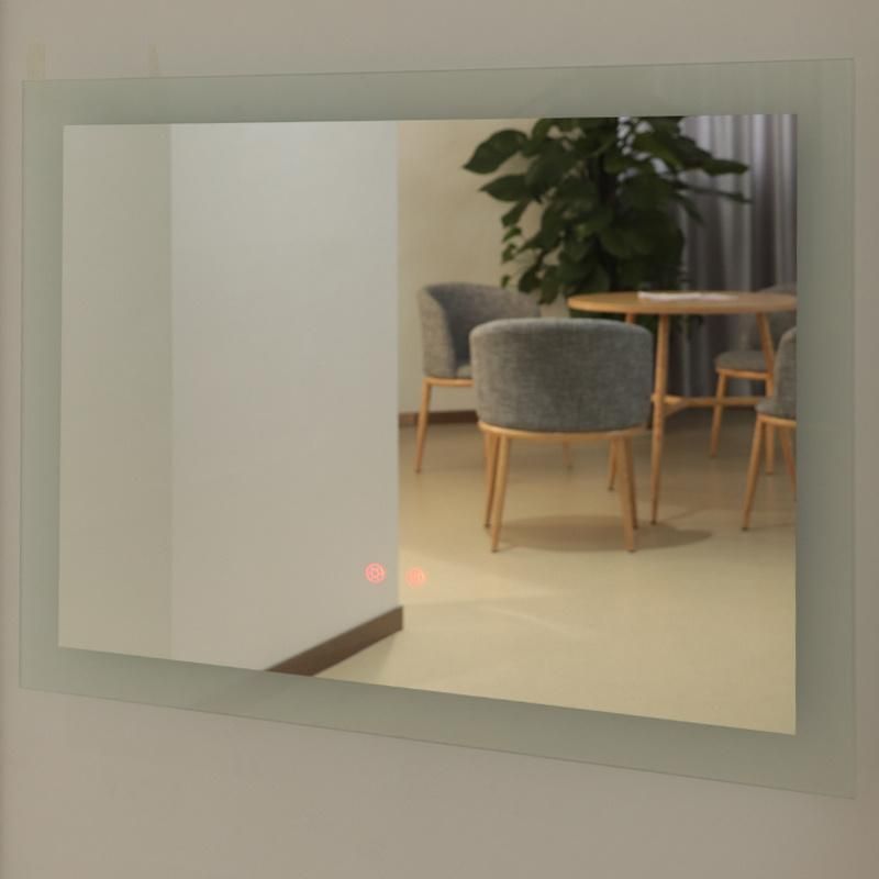 Hotel LED Backlit Wall Bath Intelligent Square Fogless Bathroom Mirrors