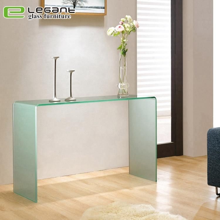 Clear Console Table with Bent Glass