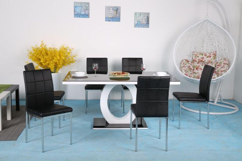 Modern Home Restaurant Office Furniture Table Sets MDF and Tempered Glass Furniture Dining Table