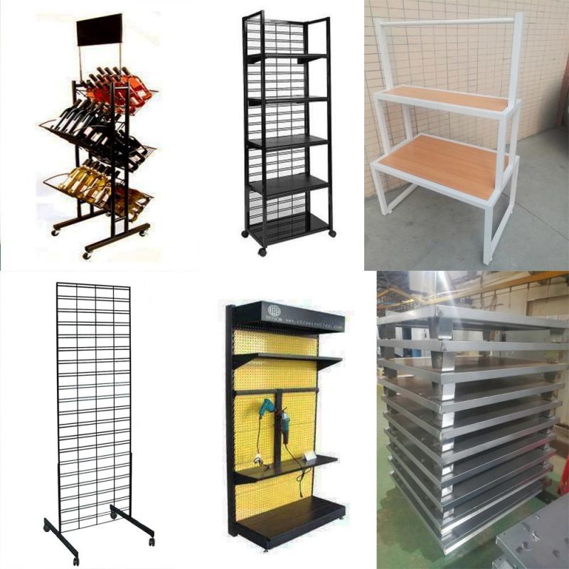 Metal Steel Storage Store Security Exhibition Floor Glass Supermarket Universal Gondola Cloth Cosmetic Display Rack Shelf Stand