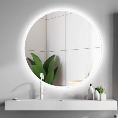 Home Decoration Bathroom Mirror with LED Lights Touch Switch Anti-Fog Dimmable Wall Mounted Makeup Vanity Mirror Backlit Frameless Furniture