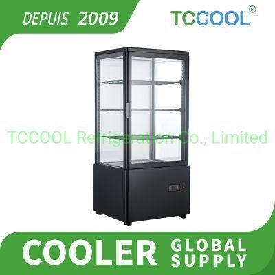 4 Side Glass Refrigerated Showcase Display Cooler for Juice and Beverage