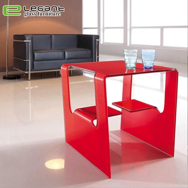 Minimalist High Gloss Grey Tempered Glass Coffee Table for Office