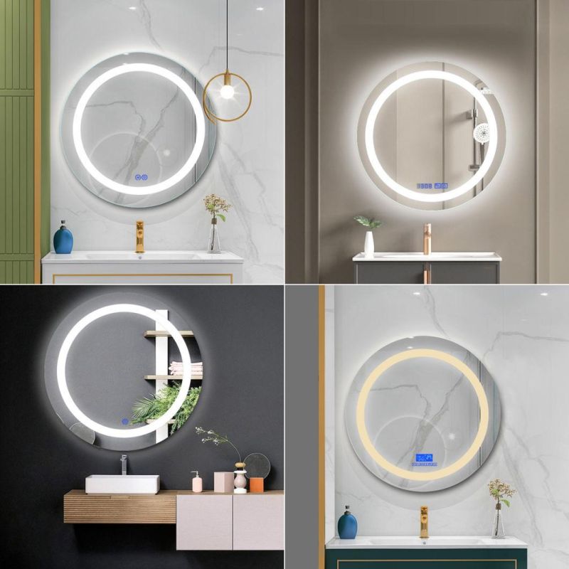 LED Anti Fog Bathroom Mirror Time Blue Tooth Wholesale Luxury Home Decorative Smart Mirror Wholesale LED Bathroom Backlit Wall Glass Vanity Mirror