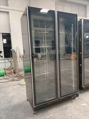 500L Double Glass Door Fridge Display Refrigerator Vertical Showcase