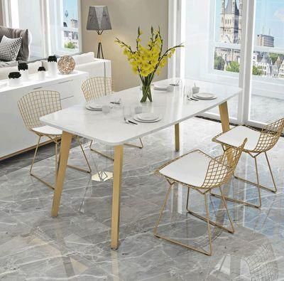 Cn Wholesale Home Restaurant Dining Table Sets Luxury Marble Top Golden Frame Dining Furniture Table for Living Room