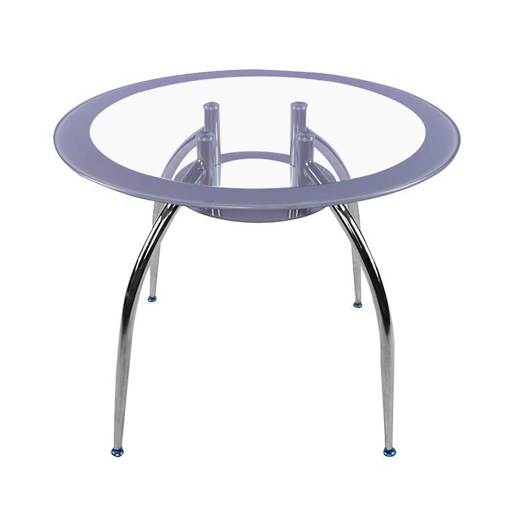 Factory Price Wholesale Glass Dining Table with Iron Metal Leg