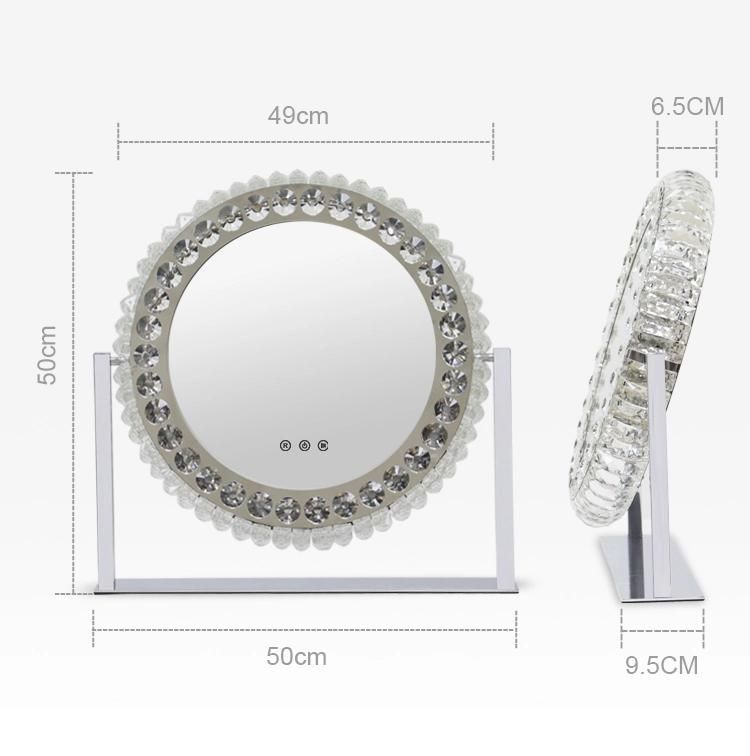 New Fashion Round Shape Desktop Crystal Makeup Mirror