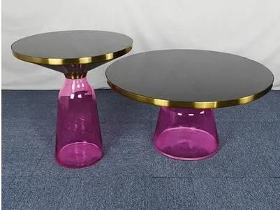 New Design Furniture Glass Titanium Coffee Table