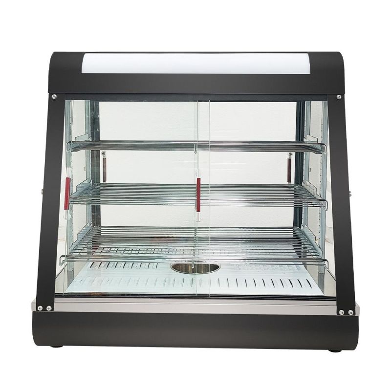 Restaurant Curved Glass Food Warming Display Showcase for Hot Food Cabinet with Temperature Control