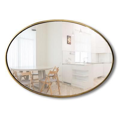 Small Gold Stainless Steel Arched Hanging Vanity Oval Bathroom Mirror