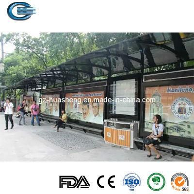 Huasheng Bus Shelter Bench China Steel Bus Shelter Factory Solar Metal Bus Stop for Sale Prefab Bus Shelter with Indoor Shop