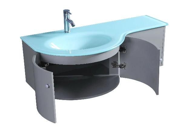 PVC Bathroom Corner Vanity with Glass Sink Top